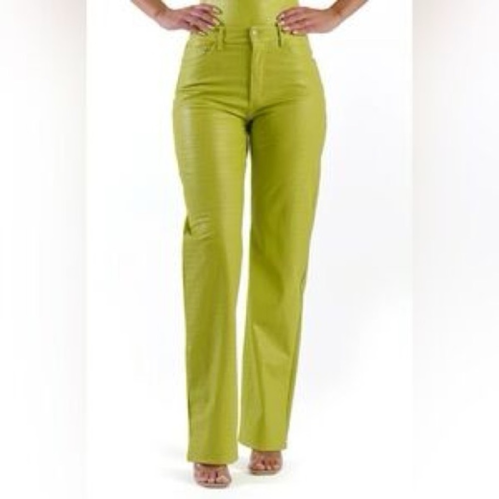 Naked Wardrobe Lime Green Straight-Leg Pants